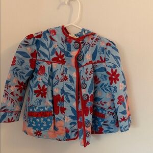 Matilda, Jane Floral Kids Rain Jacket - Blue and Red